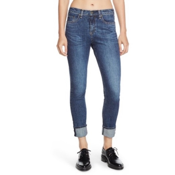 rag & bone Denim - Rag & Bone 10” Dre High Rise Slim Boyfriend Jeans in Worn Wash Sz 27